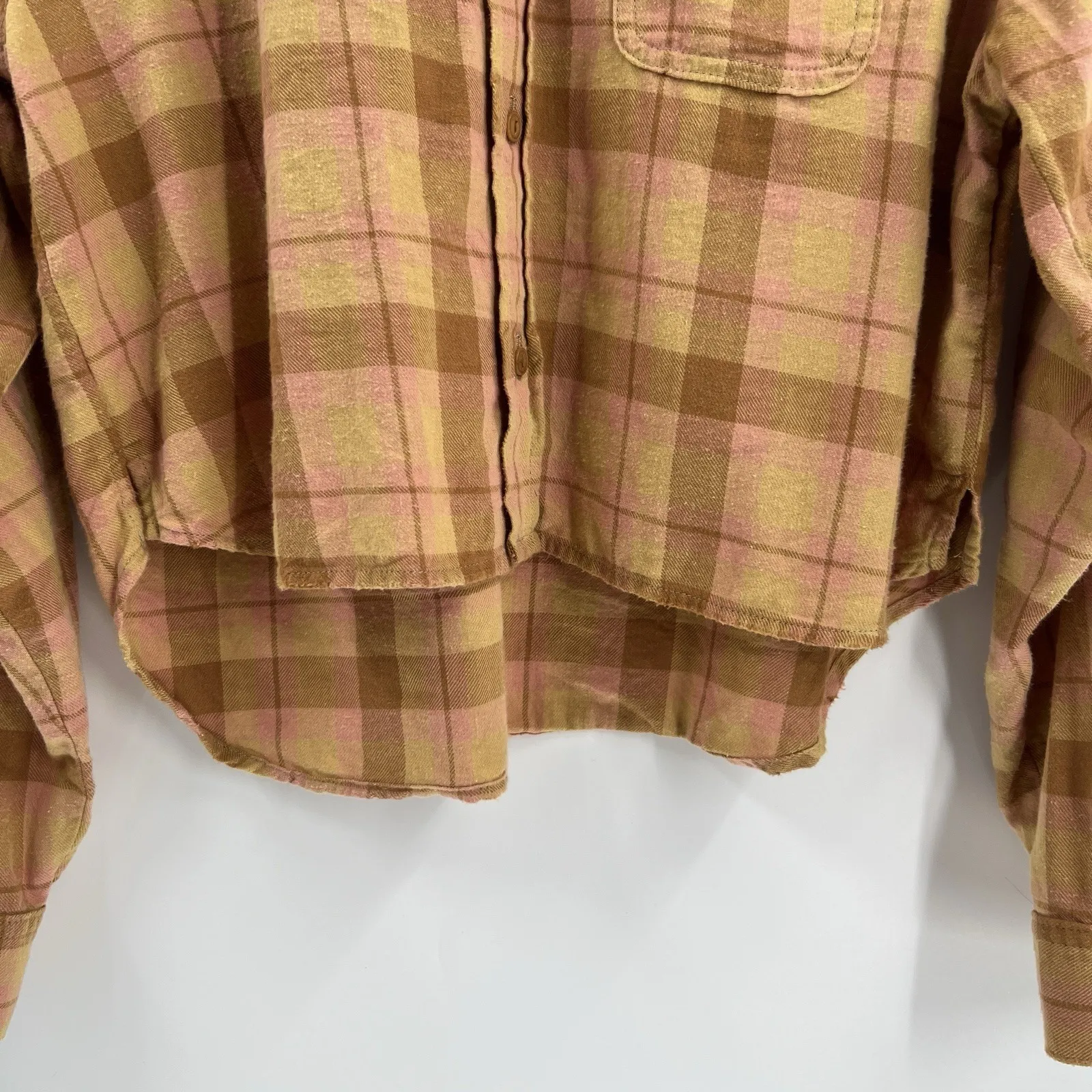 AMO Denise Shirt Women's Small Plaid Button Up Down Flannel Long Sleeve Gorpcore Tan - Image 5