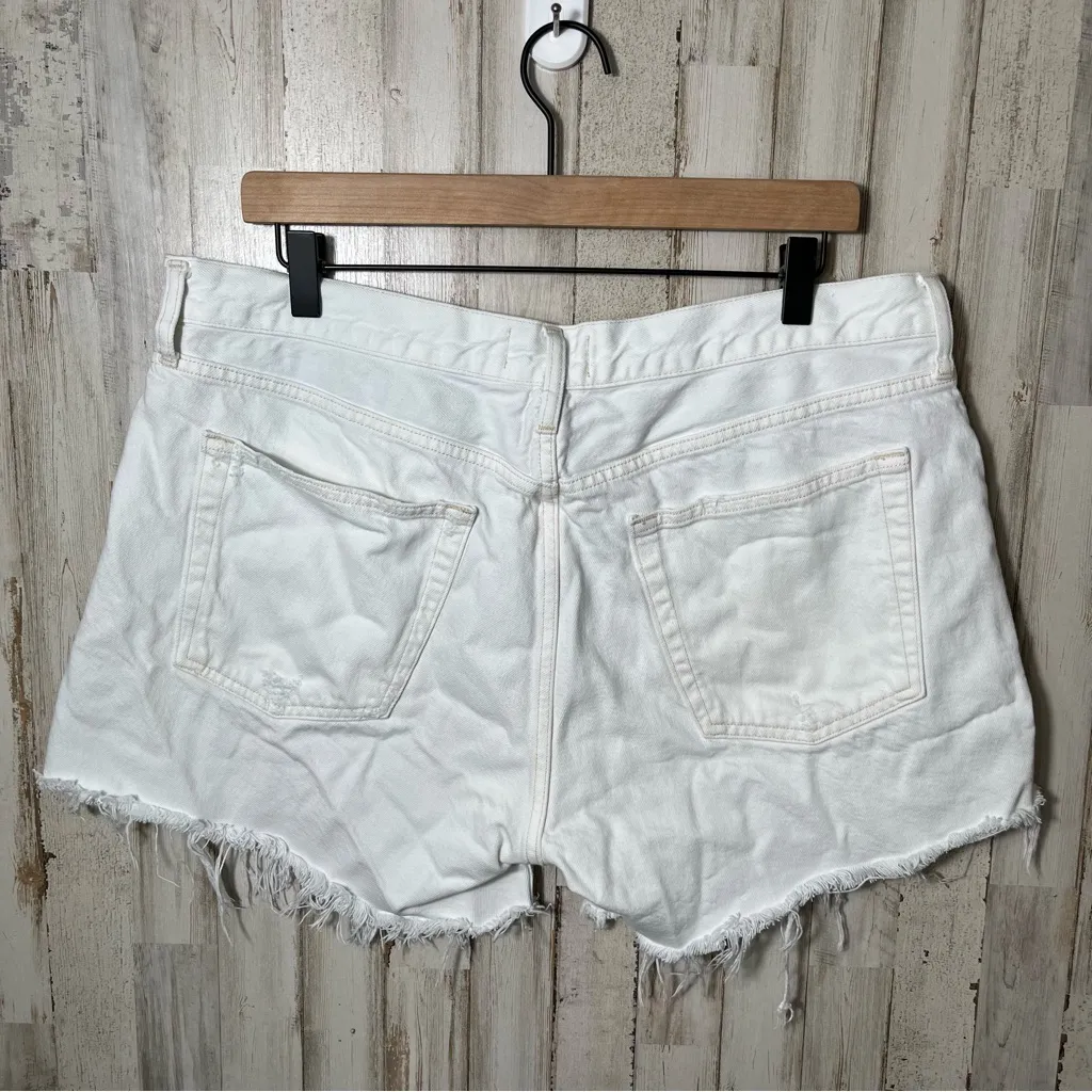 Agolde White Denim Cut Off Raw‎ Hem High Rise Shorts Womens Size 32 - Image 4