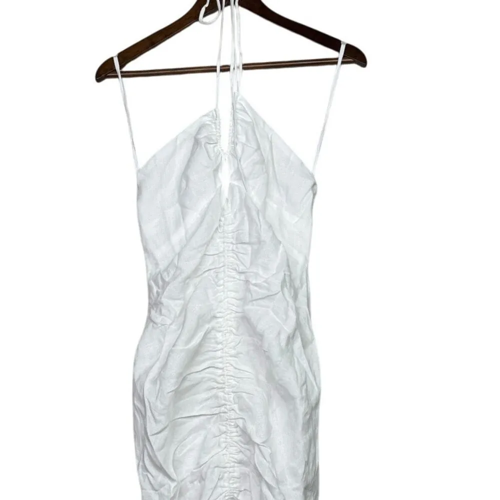 NWT Rumer Estelle Sleeveless Strappy Halter Maxi Dress Front Cutout L White - Image 3