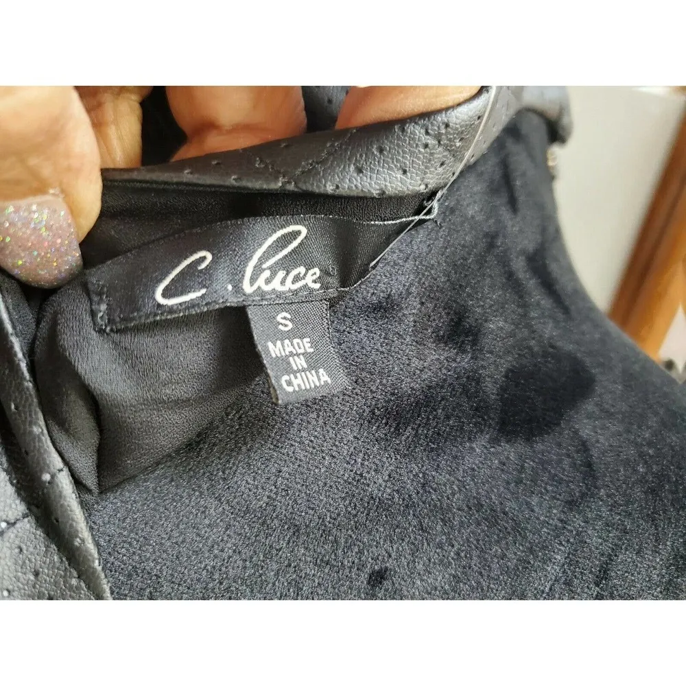 Boutique C. Lace Solid Black Polyester Scoop Neck Long Sleeve Casual Top Size S - Image 9