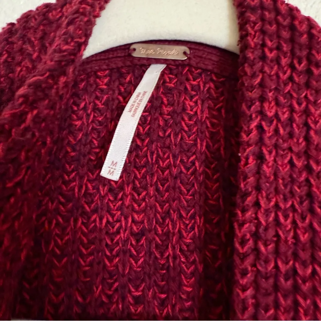 FREE PEOPLE HIGH HOPES OPEN CARDIGAN SWEATER PLUM BLOSSOM COMBO - Image 6