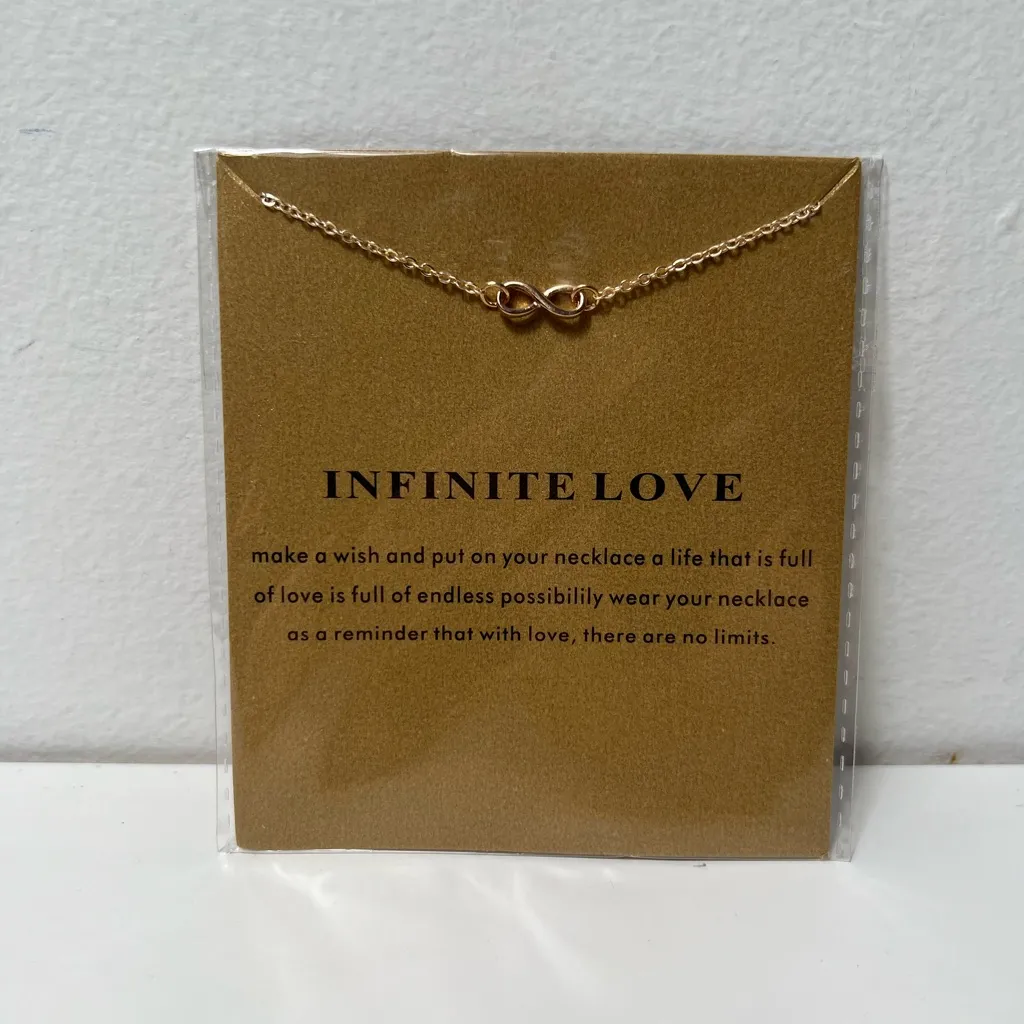 Infinite Love Infinity Loop Symbol Adjustable Gold Necklace - Image 4