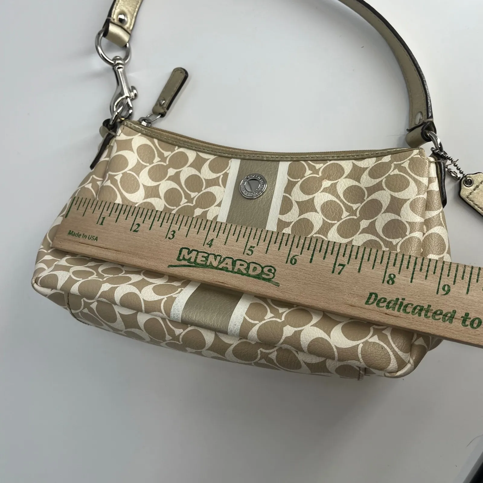 Coach Monogram Stripe Coach‎ Signature C Chelsea Heritage Gold Shoulder Bag - Image 13