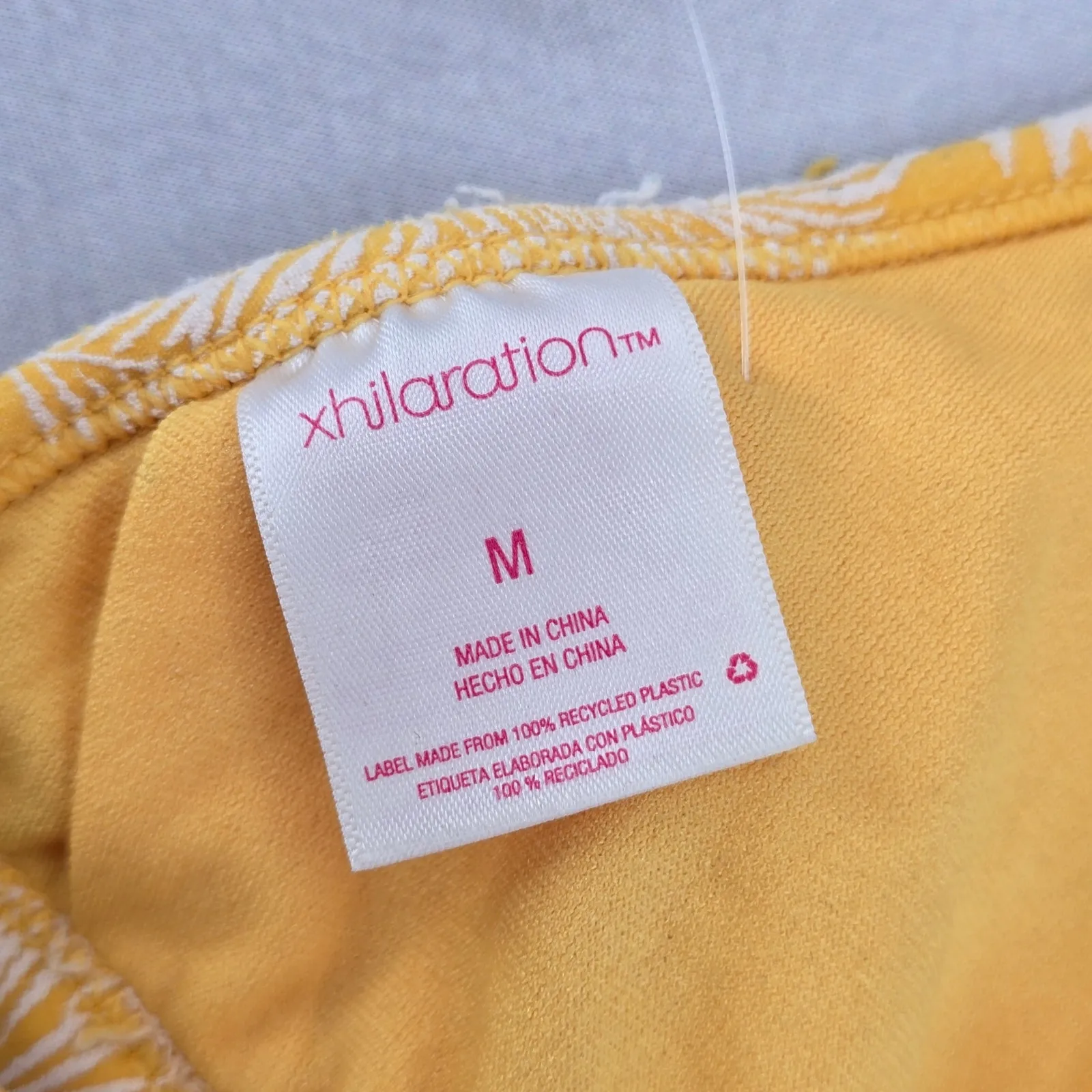 Xhilaration Yellow Tropical Boho Tie Swim Sports Bra Beach Bikini Top M Medium - Image 7