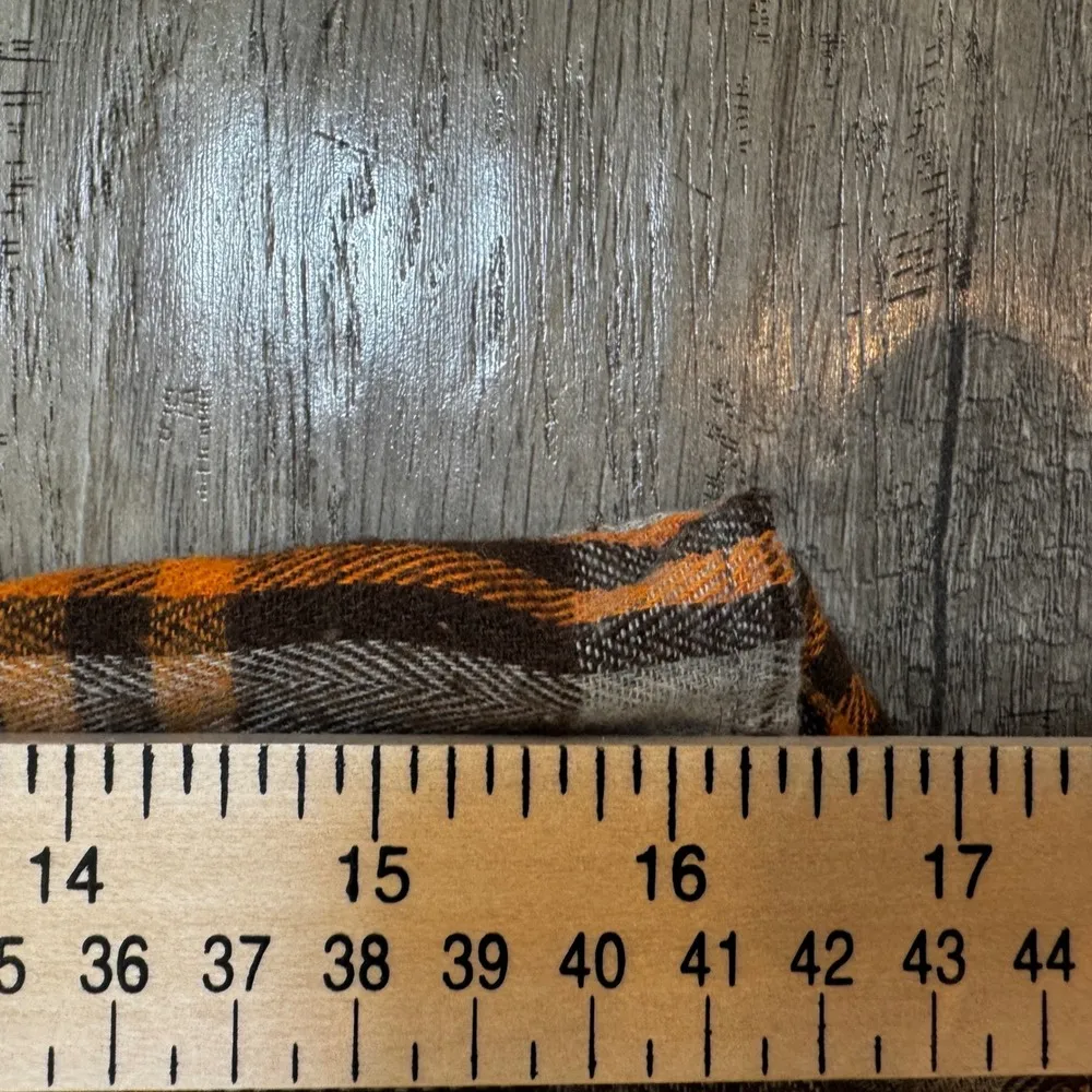 Italian Design Flannel Shirt Plaid Checkered Button Up Long Sleeve L Brown Size L - Image 6