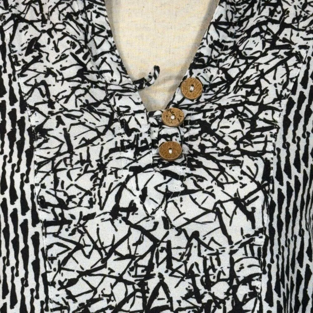 Soft Surroundings Small Ravello Tunic Top Abstract 3/4 Sleeve V-Neck Side Slits - Image 2