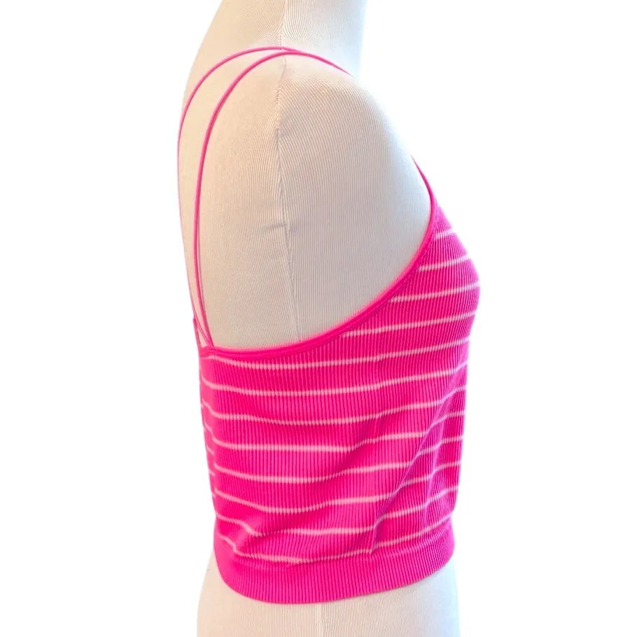 No Boundaries Women’s Striped Cami Tank Top Pink White Crisscross Back Size XXL - Image 5