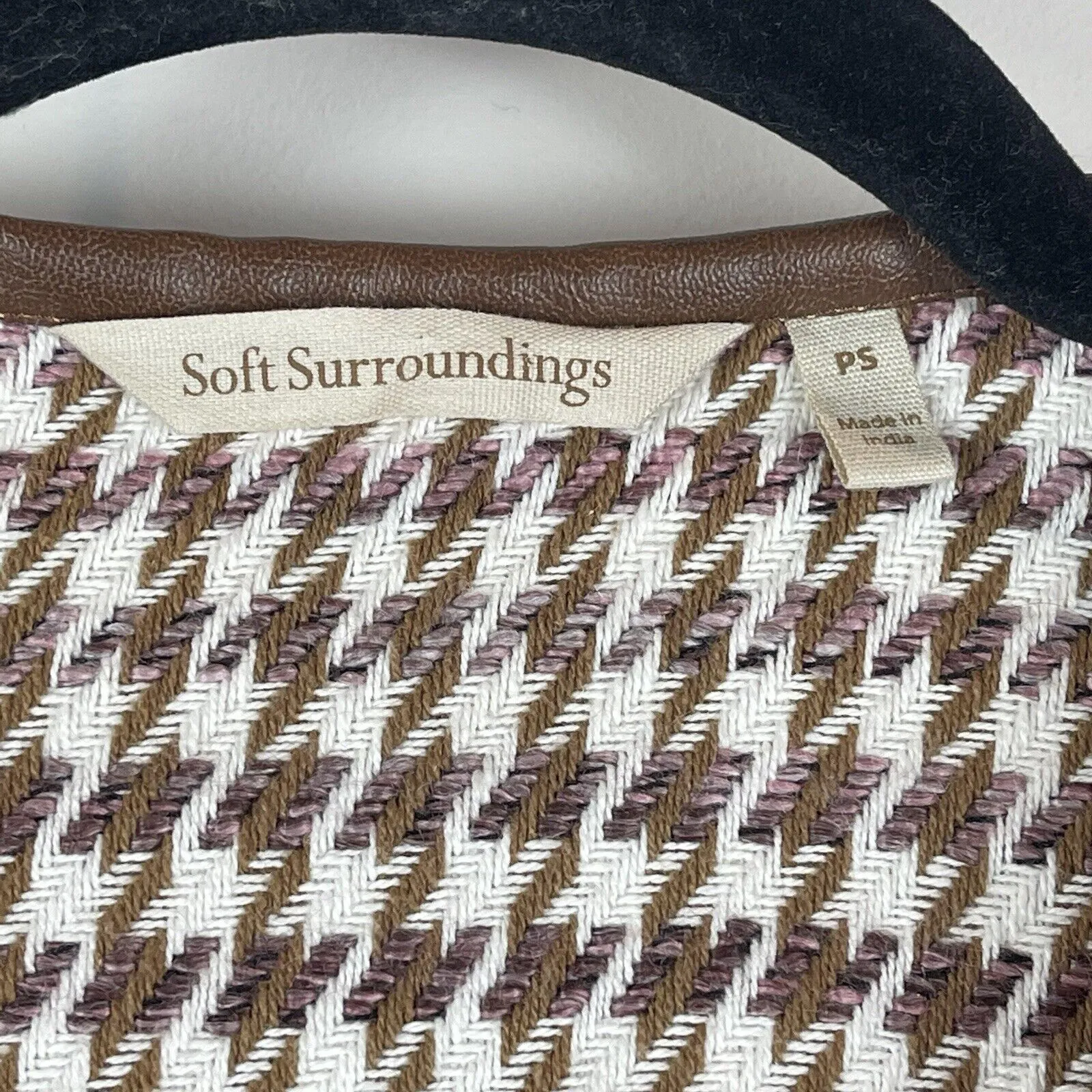 Soft Surroundings Jacket Small Petite Brown Houndstooth Woven Preppy Academia - Image 5