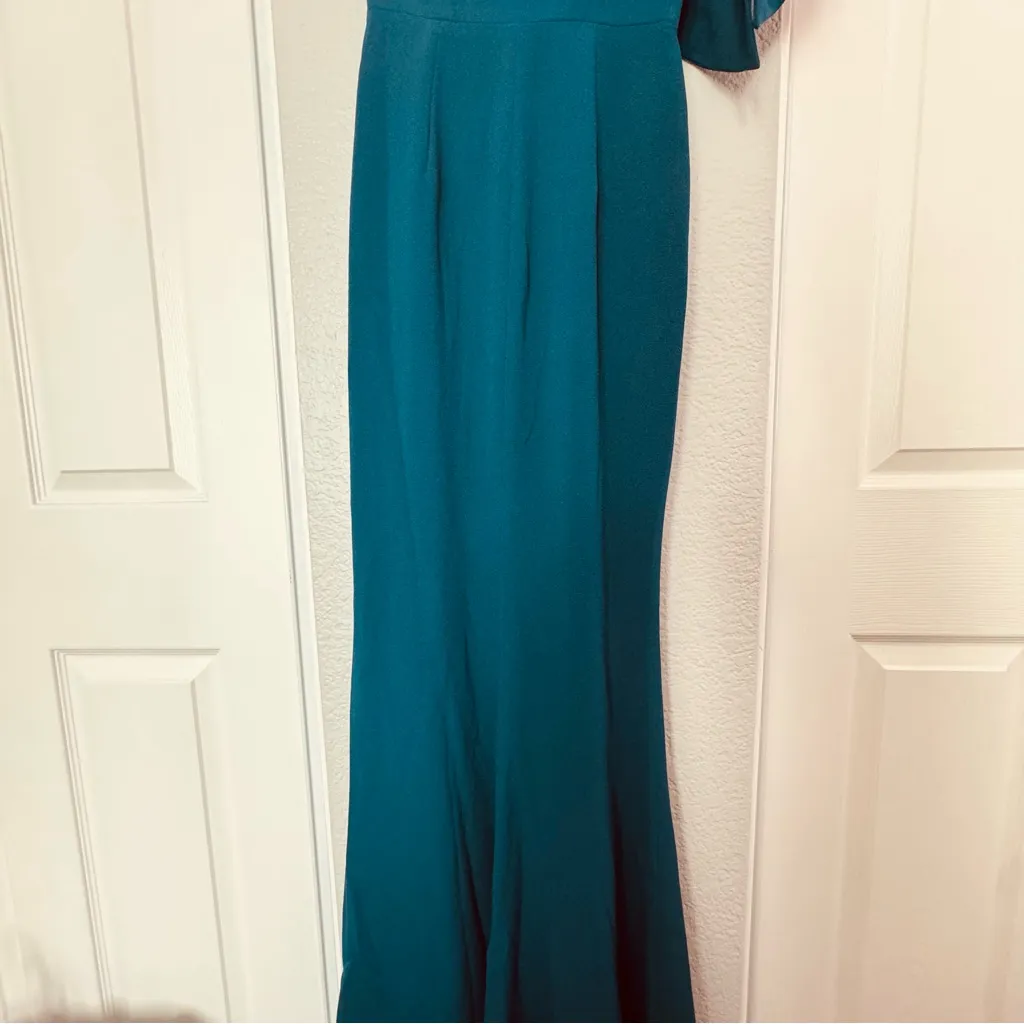 $248 Dress The Population • One Shoulder Cape Gown • Georgina • Color Pine • XS - Image 14