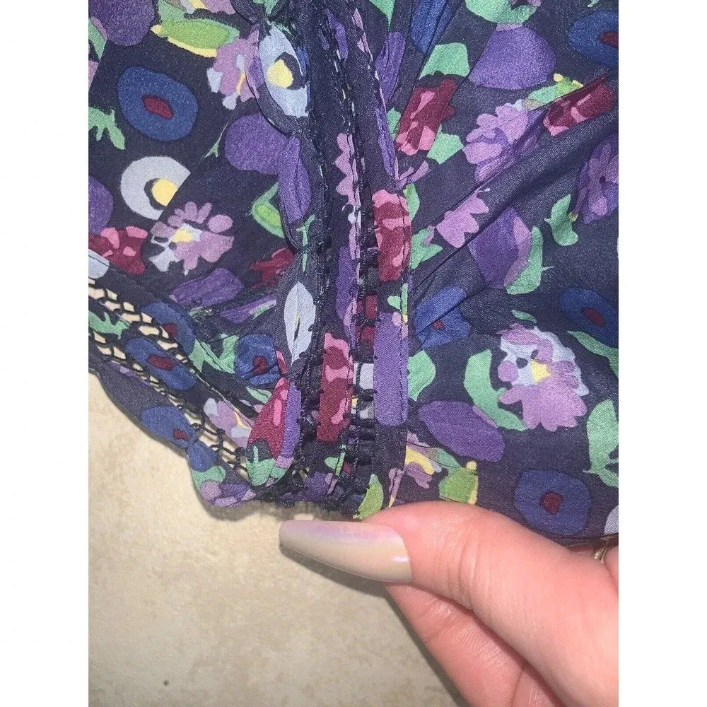 Rebecca Taylor floral silk tie at neck tunic blouse 0 - Image 6