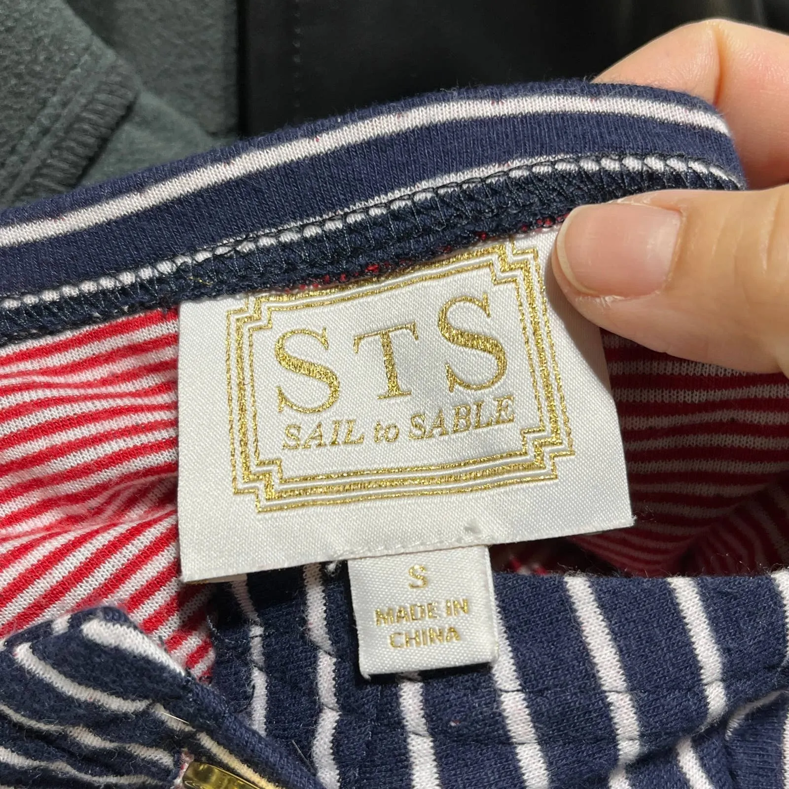 STS Sail to Sable Striped T-Shirt Dress Patch Pockets Women’s White Navy Small - Image 3