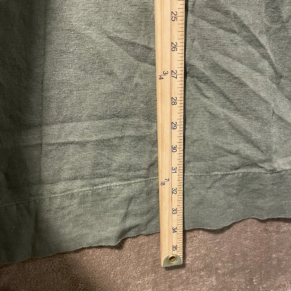 Briggs Dress Womens Medium Linen Olive Green Ruffle Vneck Knee Length Sleeveless - Image 6