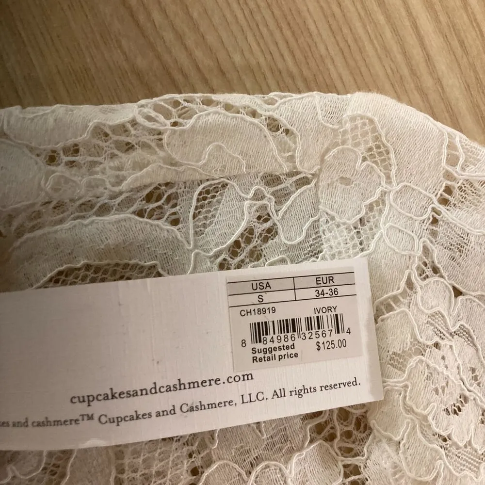 Cupcakes and Cashmere Shea Dress Small Ivory White Lace Short Sleeve Midi NWT - Image 2