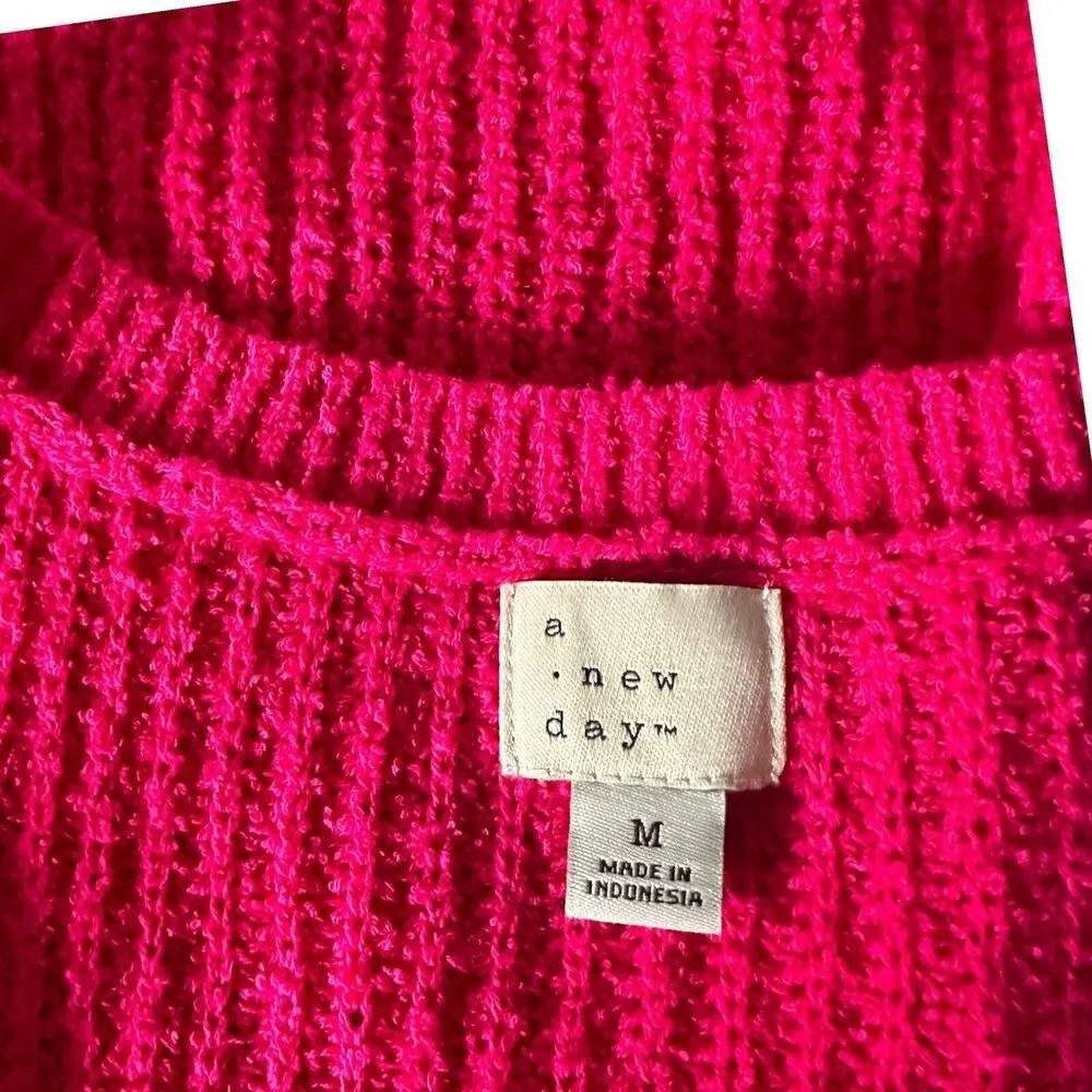 A New Day Pink Knit‎ Sleeveless Top Womens M V Neck Soft Pullover Preppy - Image 5