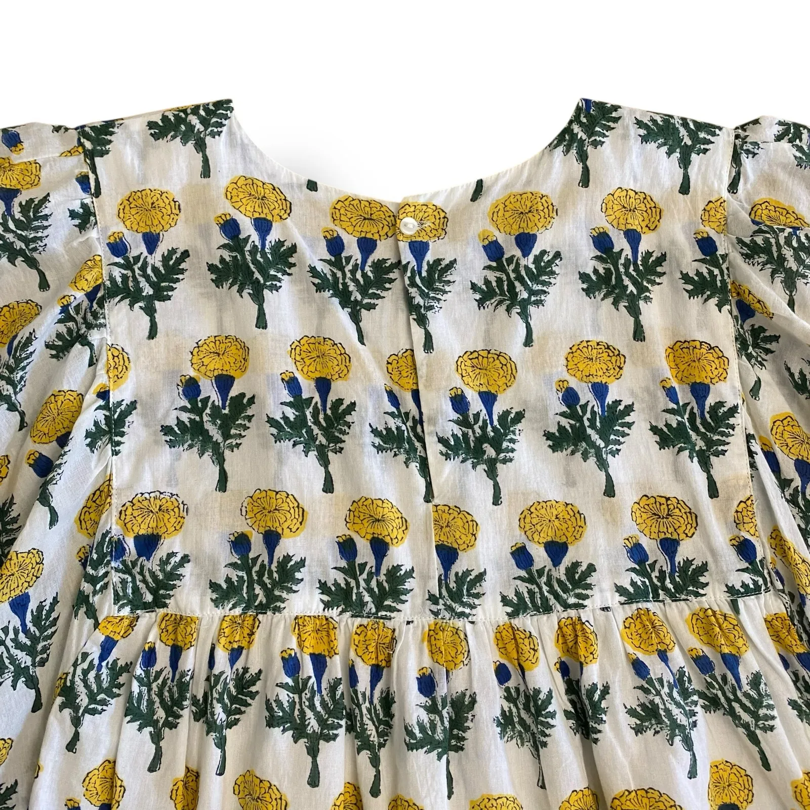 Emerson Fry Basalie Dress in Big‎ Marigolds Size Small, Boho, Organic Cotton White - Image 6