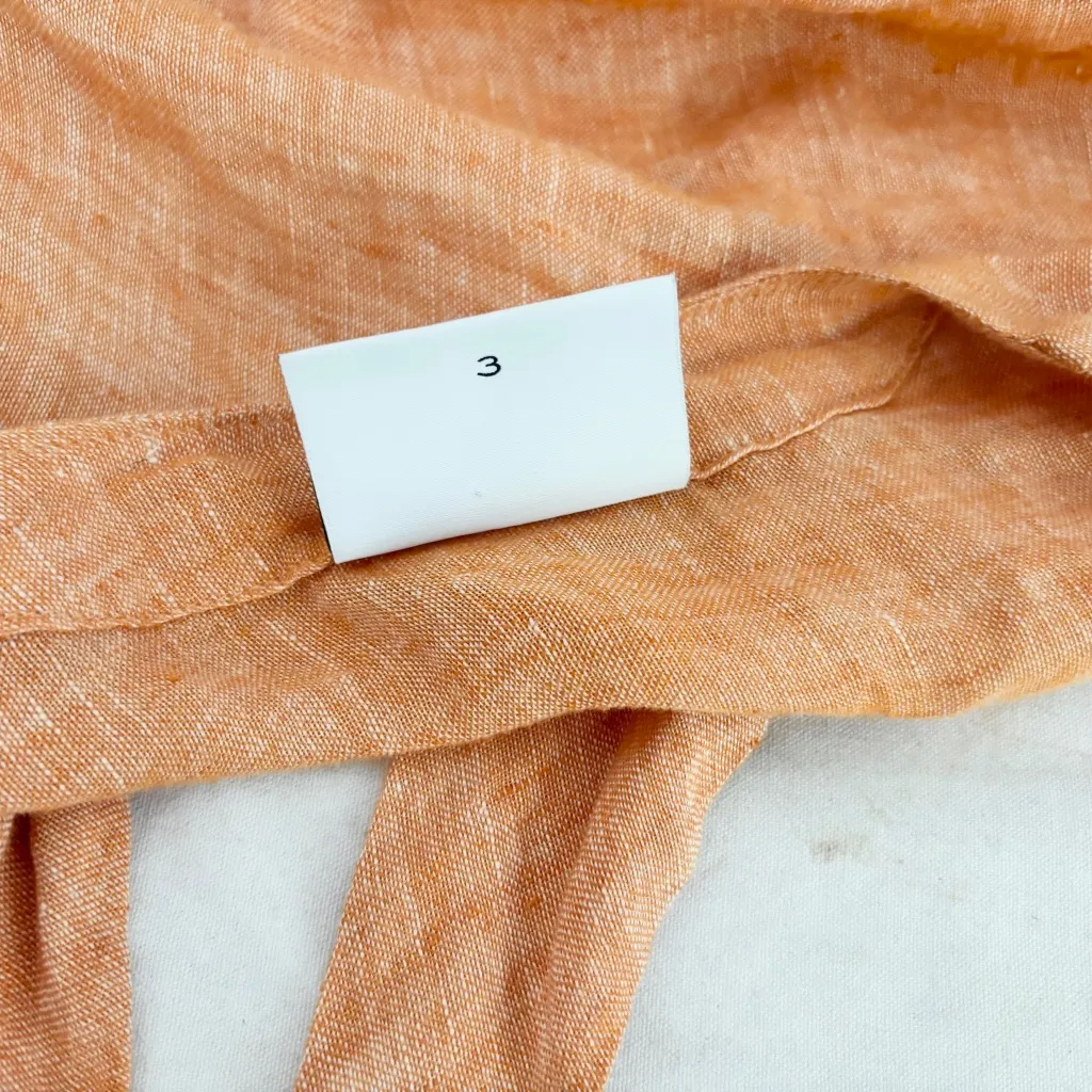 Lisa Marie Fernandez Linen Tie Front Crop Shirt Orange Size L - Image 5