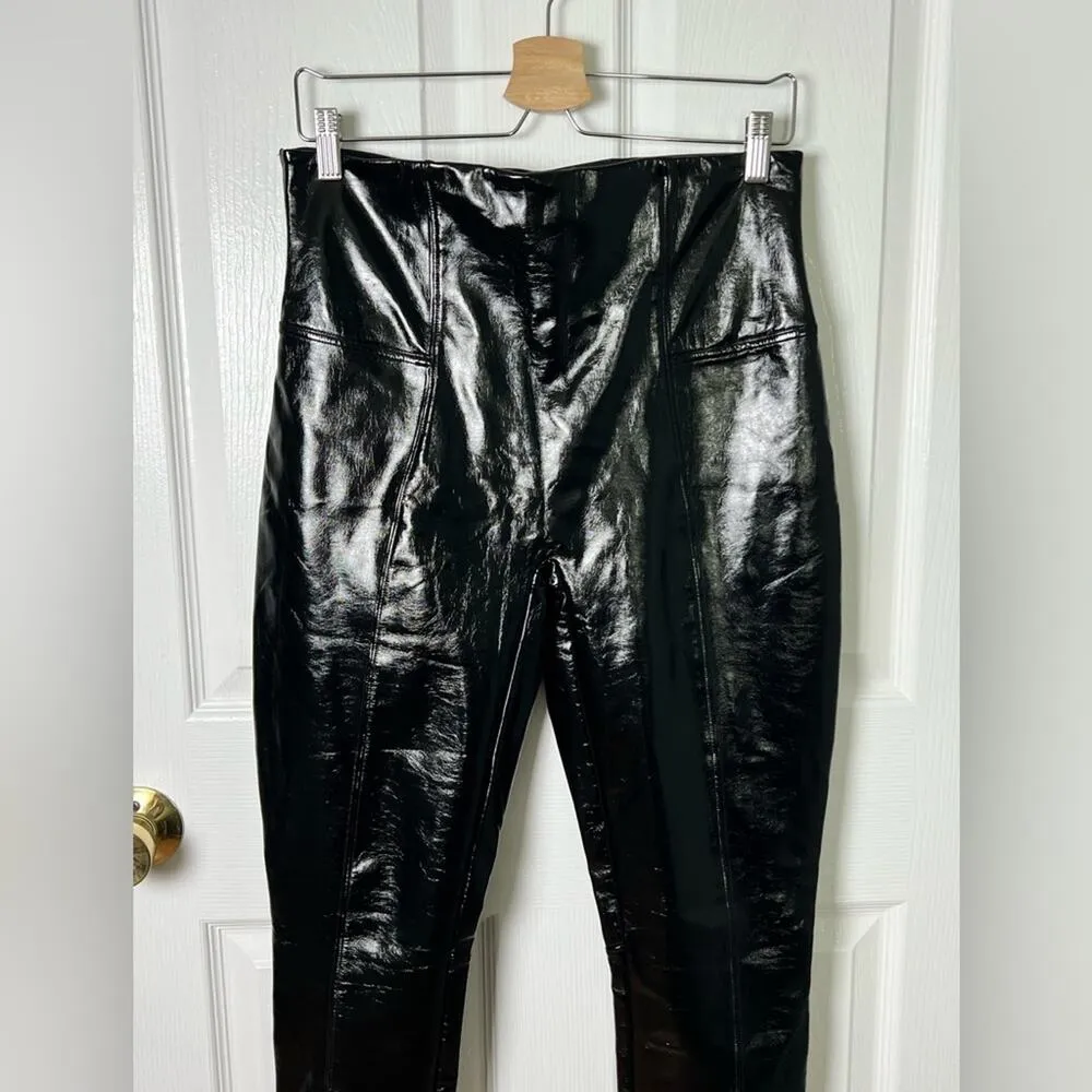 Spanx Black High Waist Faux Patent Leather Seamless Leggings XL Petite - Image 3