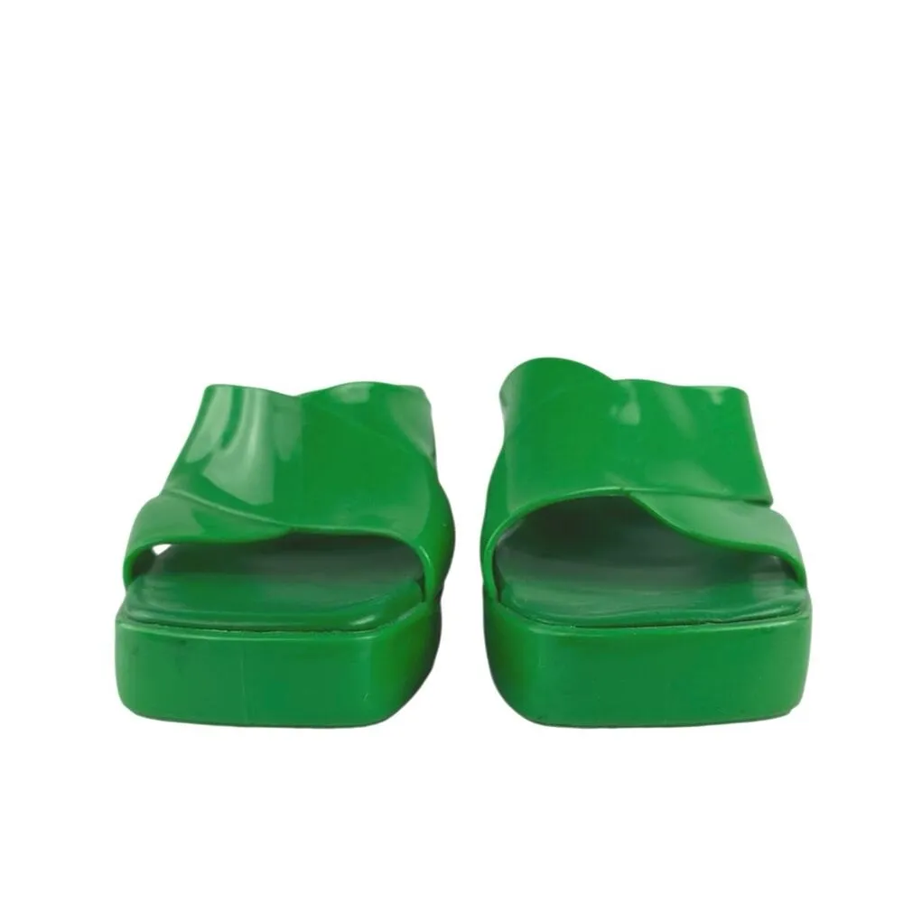 Jeffrey Campbell Bubblegum Women's Green Block Heel Slip On Platform Sandals 8 - Image 2