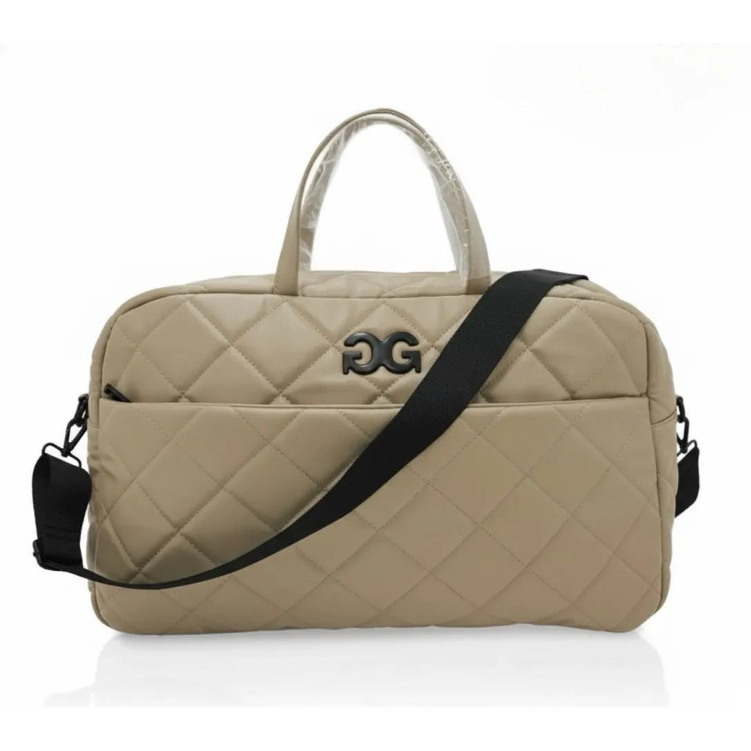 Gilda Paris Weekender Bag Taupe Quilted Travel Tote New With Tags Tan - Image 10