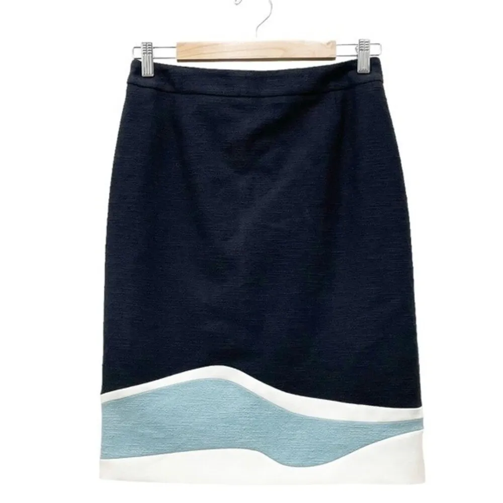 NWT Hugo Boss VIDINA Pencil Skirt Black White Blue Colorblock Size 4 New $248 - Image 3