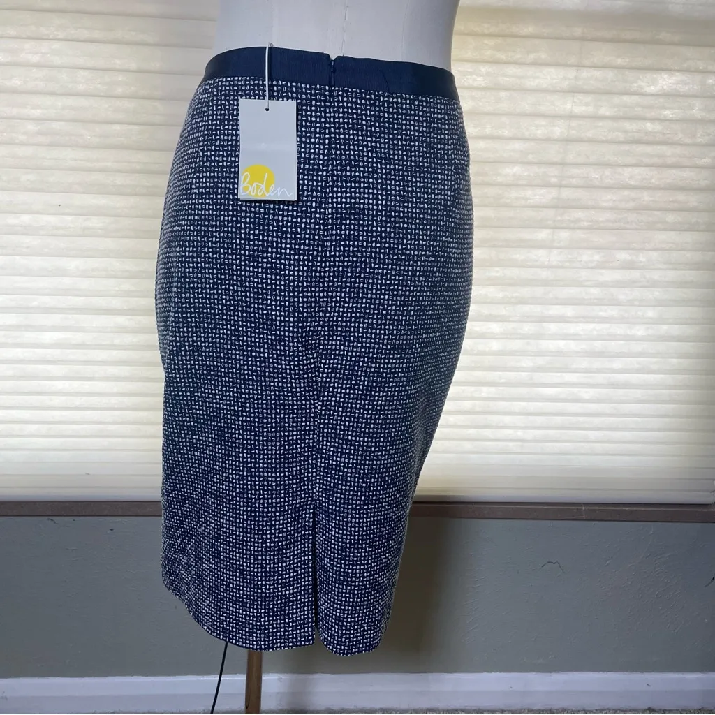 Boden NWT Navy Tweed Pencil Skirt 14R Classic Workwear Quiet‎ Luxury Black Size 14 - Image 3