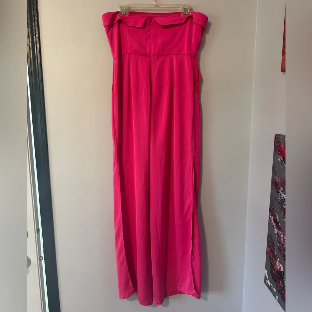 RNWY Vibrant Pink Strapless Wide Leg Jumpsuit in size 10 - Image 3