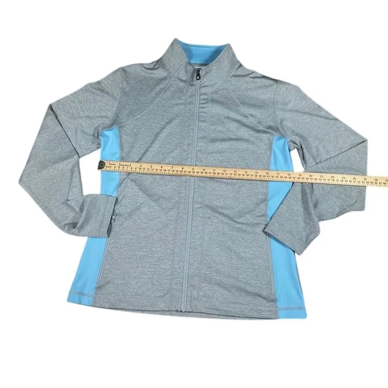 Footjoy Athletic Full Zip Jacket Workout Running Track Performance blue/gray‎ - Image 4