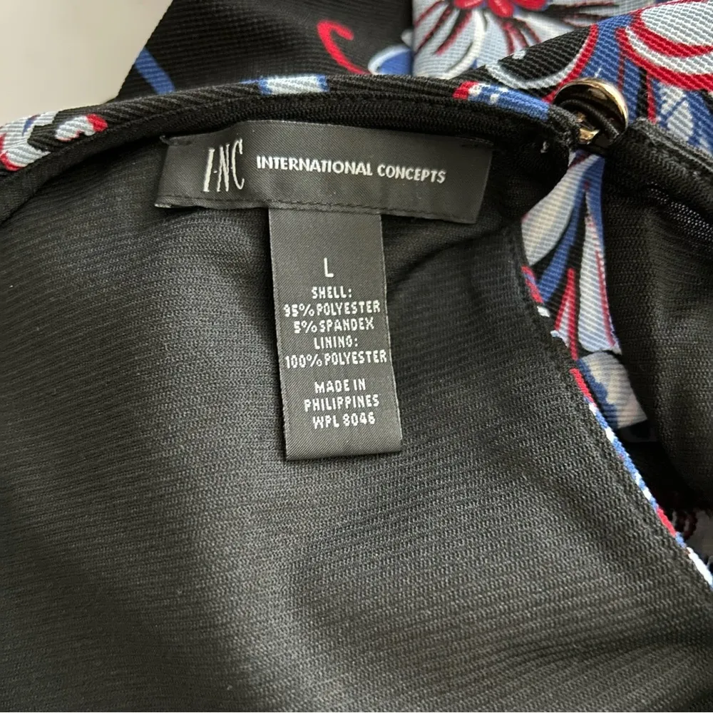 INC International Black Floral Sleeveless Dress Large - Image 6