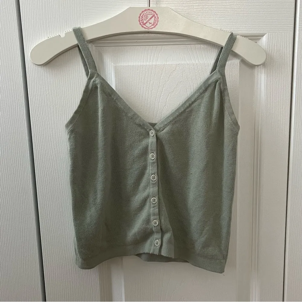 Brandy Melville John Galt Green Zelly Button Tank Top - Image 2