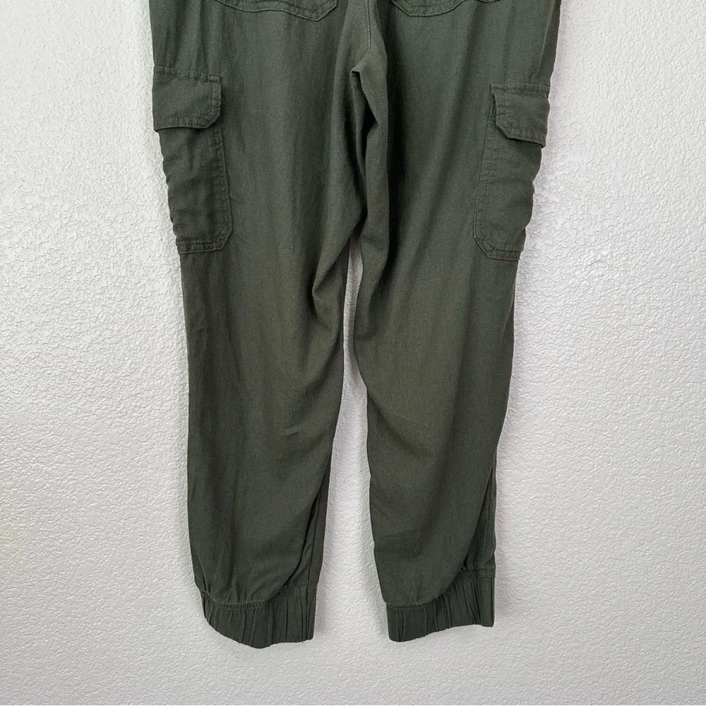 St. John's Bay Linen Blend Army Green Women's Jogger Pants, Sz Large - Image 7