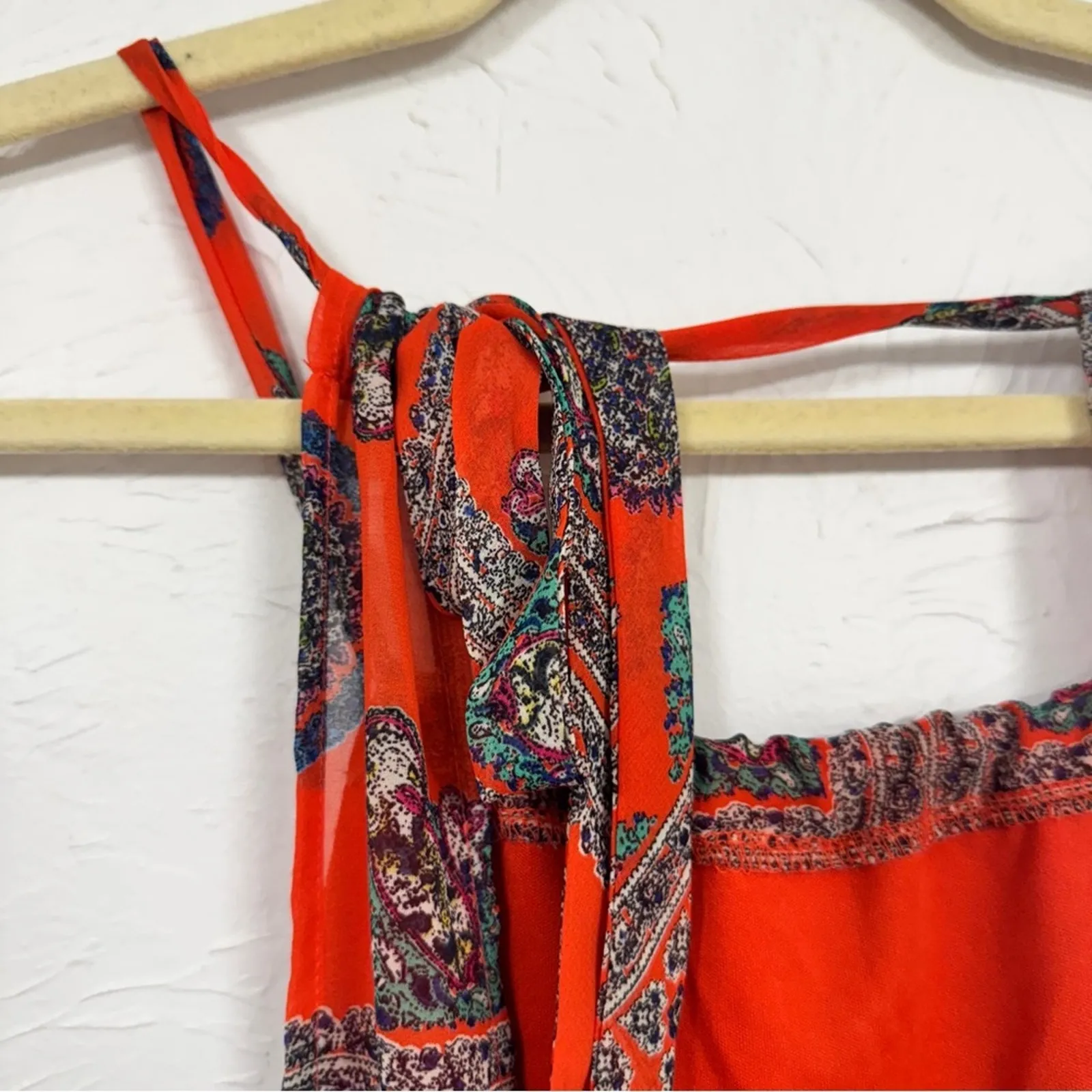 Lulus Red Halter Mini Dress Womens L Beachy Festival Summer Casual Strappy Boho - Image 6