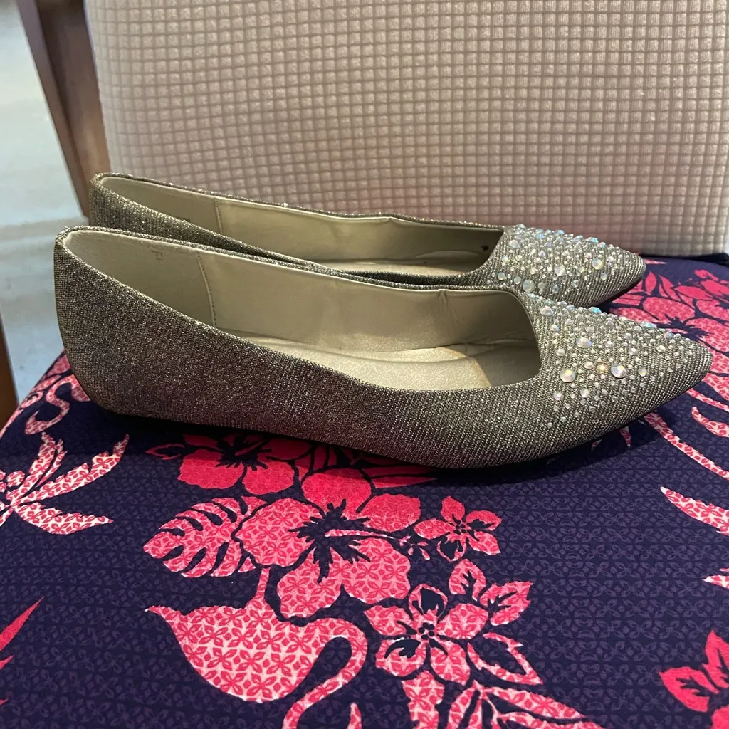 CL by Laundry Glittering Gold Flats with Embellishments - Image 3