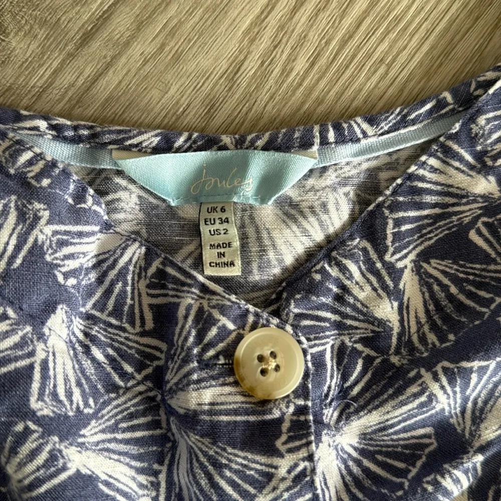 Joules linen blend carper print blue shells tank top Size 2 - Image 8