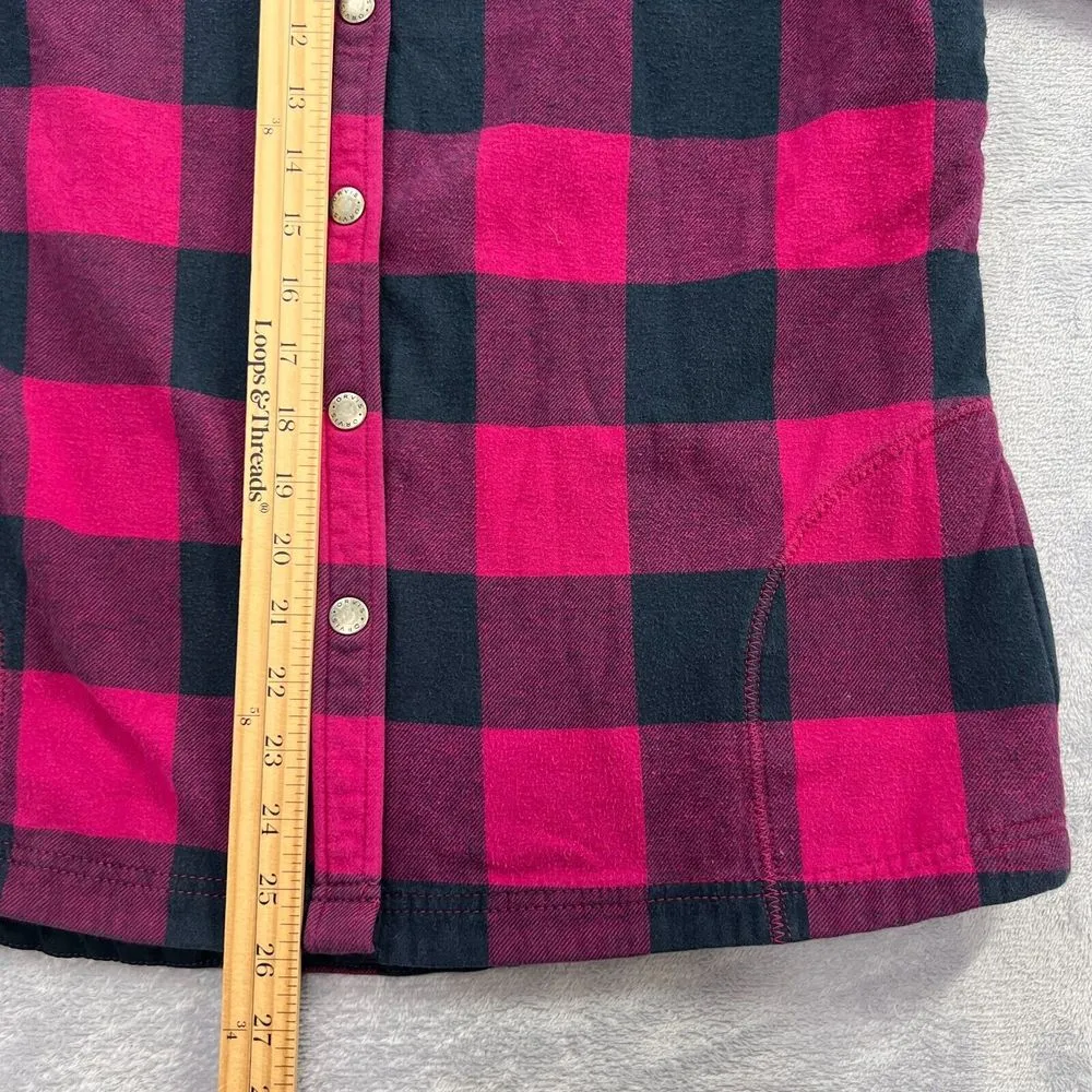 Orvis Fleece Lined Flannel Shirt Jacket Womens Medium Red Black Check Casual - Image 11