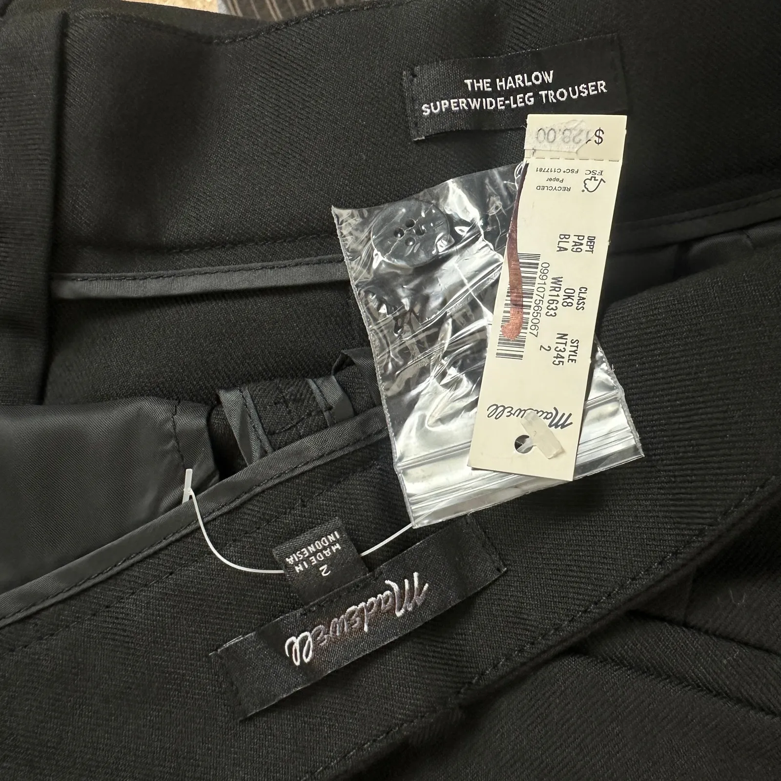 Madewell The Harlow Superwide Leg Trouser Brushed Twill Black High Rise US 2 NWT - Image 9