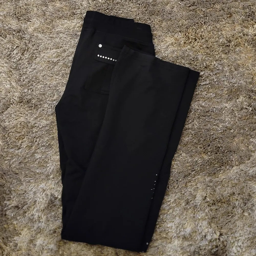 Bcbgmaxazria Black Studded Rhinestone Pull On Pants S - Image 10
