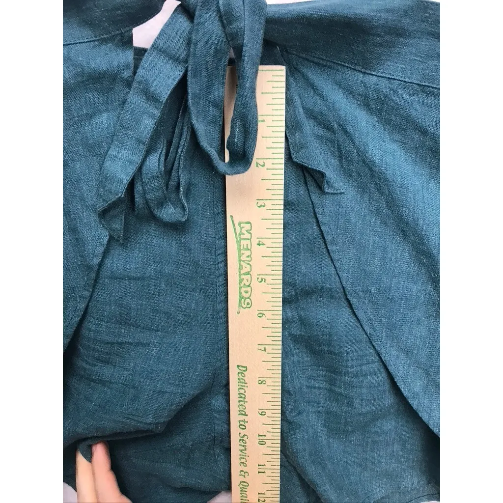 Patagonia Woven Hemp Blend Tie Waist Shorts Teal Size S Clean Girl Vacation - Image 5