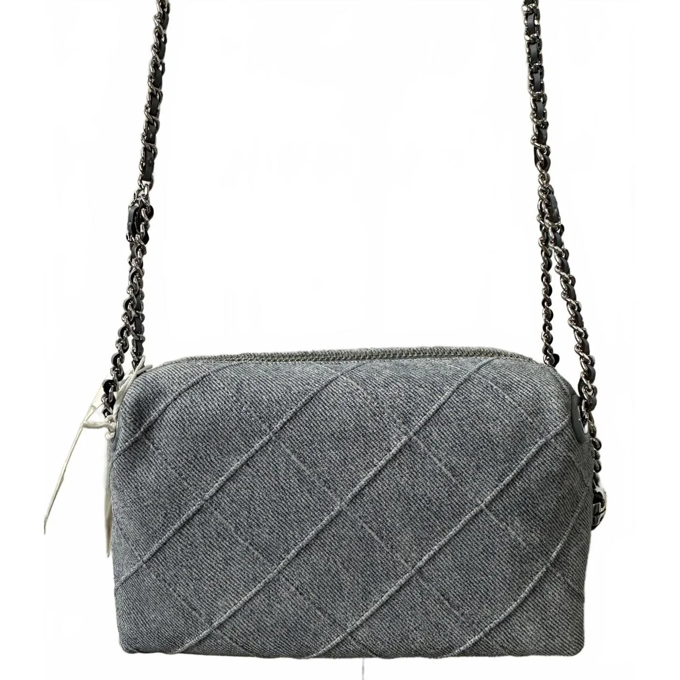 Tory Burch Small Fleming Soft Denim-Print Suede Crossbody Bag Blue NWT - Image 3