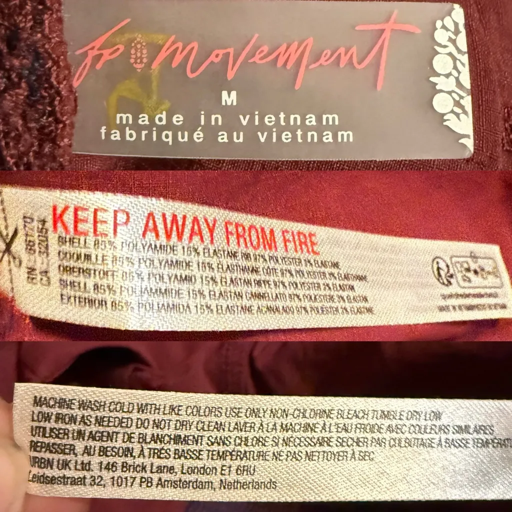 NWT Free People Movement Womens Pants Cascade Flares Burgundy Cargo Size Medium Red - Image 11