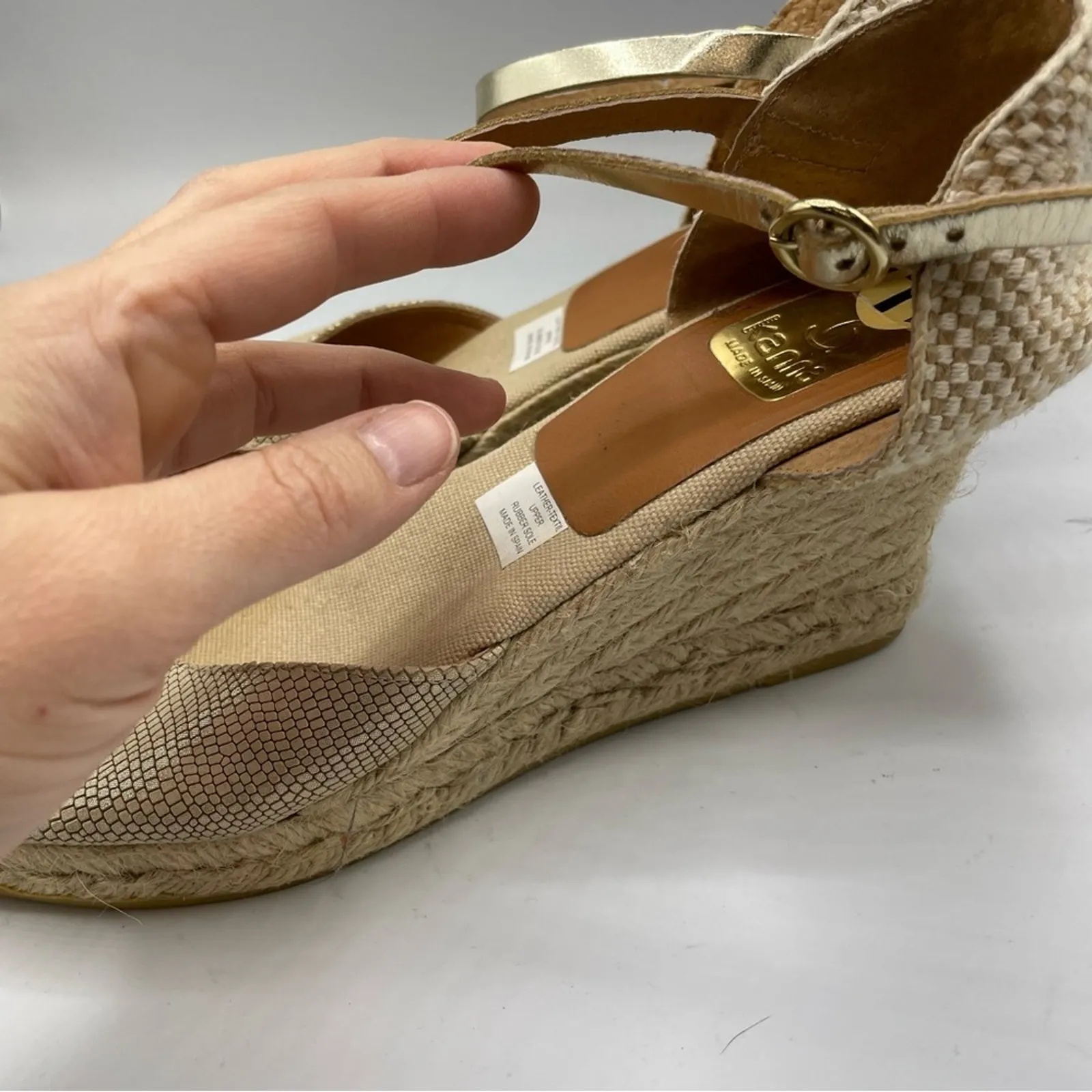 Kanna Gold Platform Espadrille Wedges Sandals Womens 11 Beachy Resort Vacation Tan - Image 11