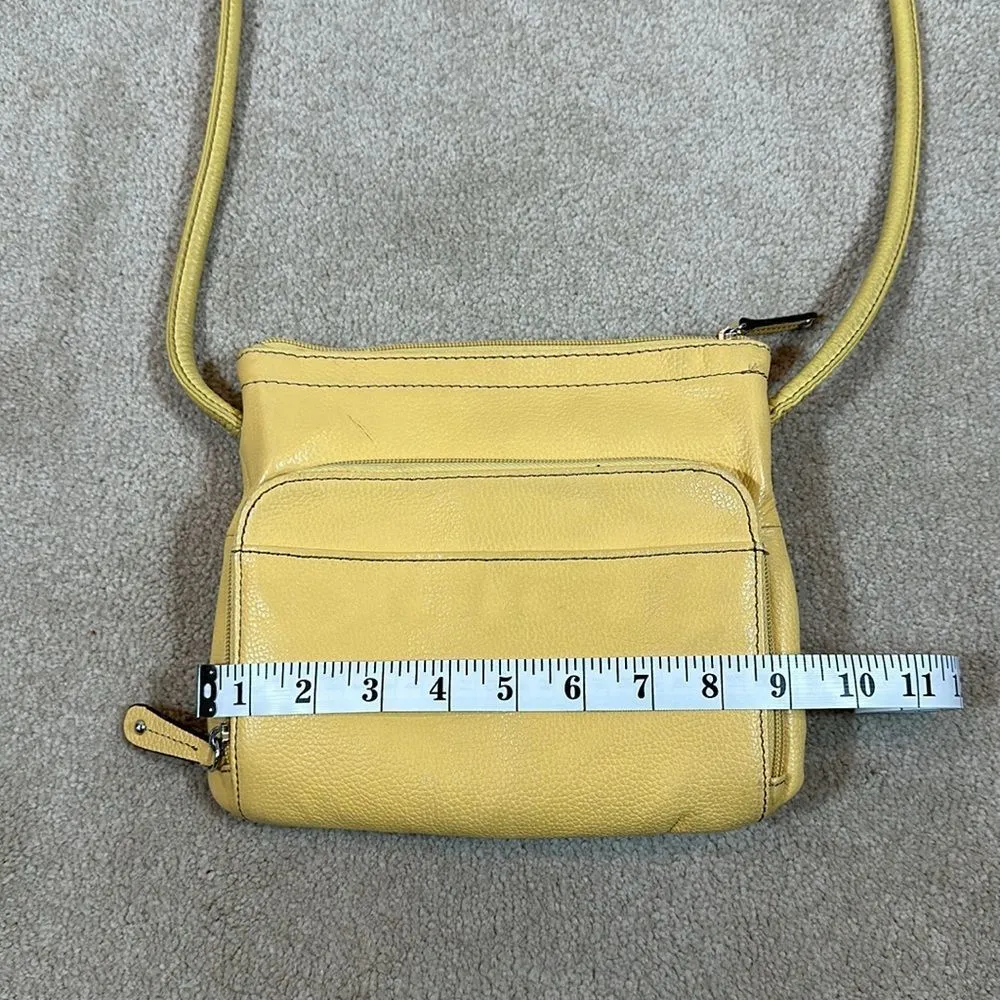 Tignanello Yellow Leather Women Crossbody Shoulder Bag Purse - Image 9