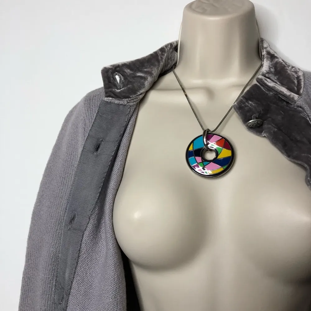 HWR taupe merino wool and cricked velvet button up sweater M C6 - Image 6