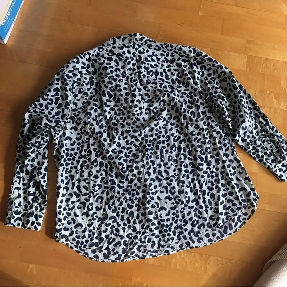 Talbots Animal Cheetah Print 100% Cotton Button Up Shirt, Green, Navy, Size 3X - Image 12