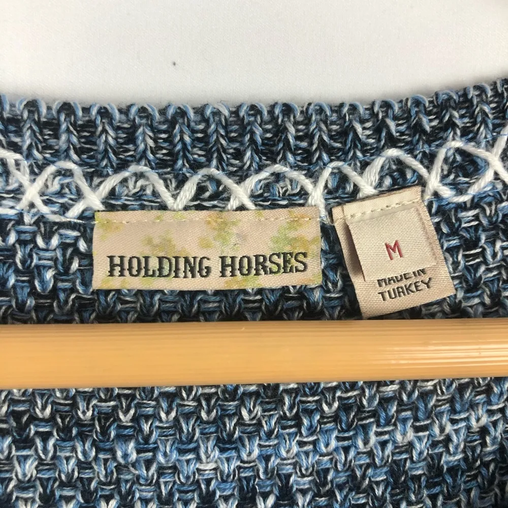 Women's Anthropologie Holding Horses Blue Fringe Sweater Midi Dress Size Medium - Image 4