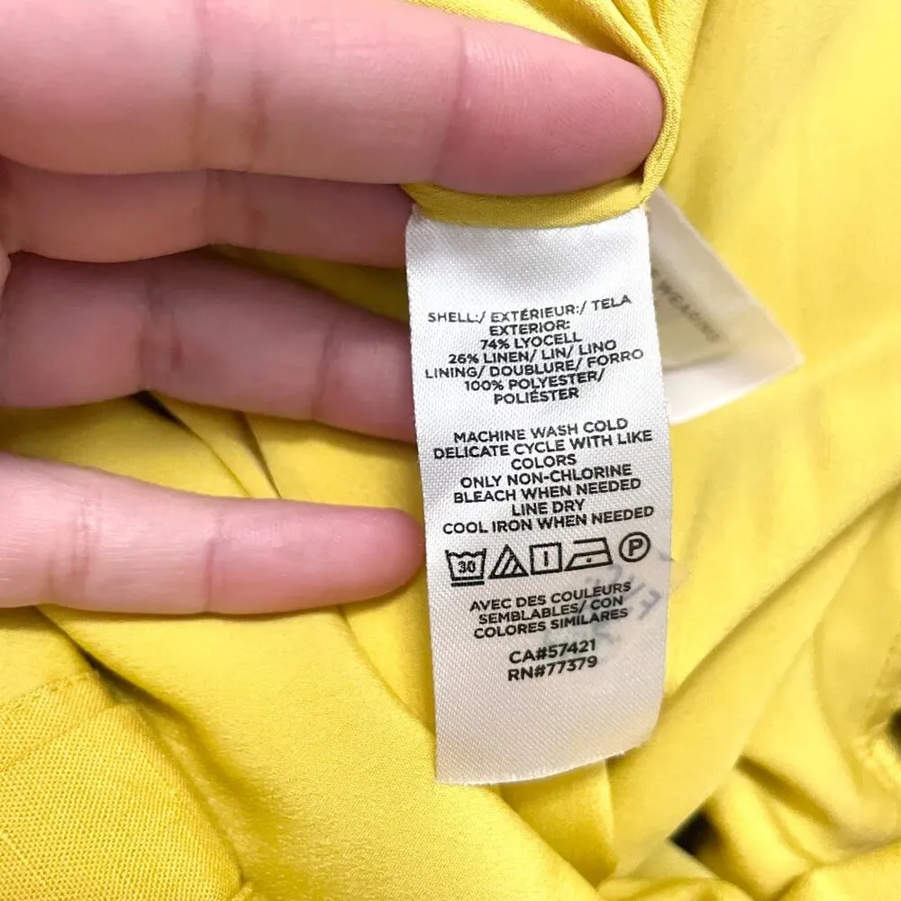 Ann Taylor Yellow Short Sleeve Tie Waist Jumper Size 6 - Image 7