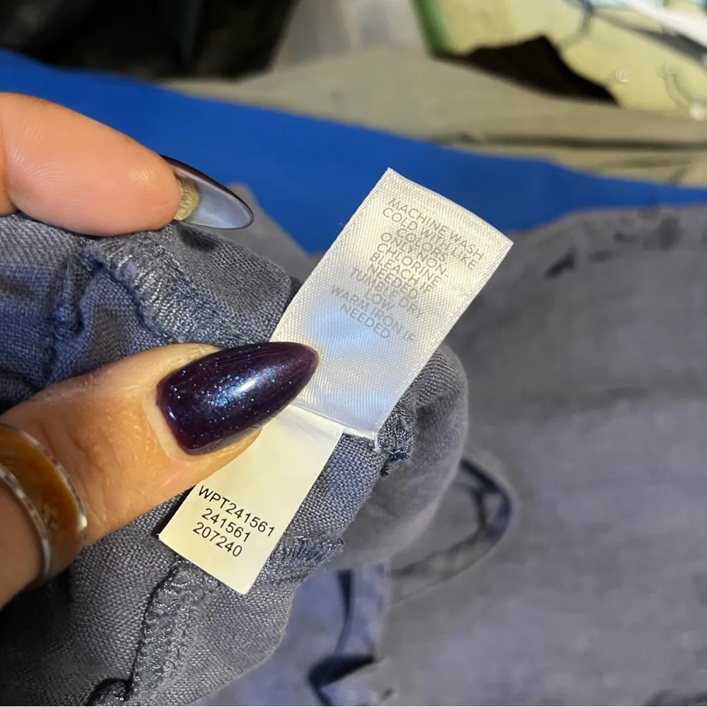 J JILL PURE JILL‎ Garment Dyed Linen Crop Pant Travel Casual Commute Beach Comfy Blue Size L - Image 6