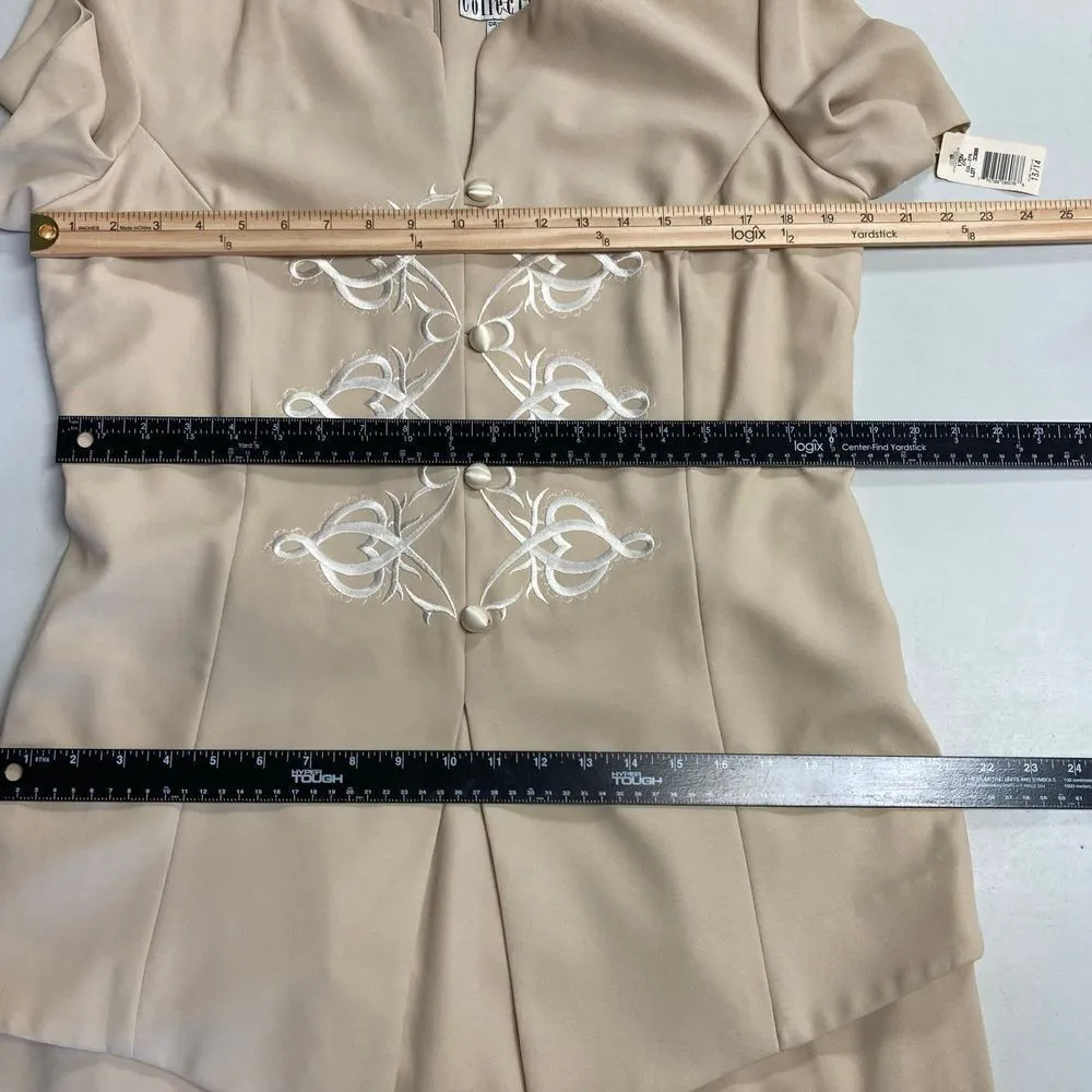 JS‎ COLLECTIONS Women’s Vintage Retro 90’s Style Dress Size 14 Beige - Image 8