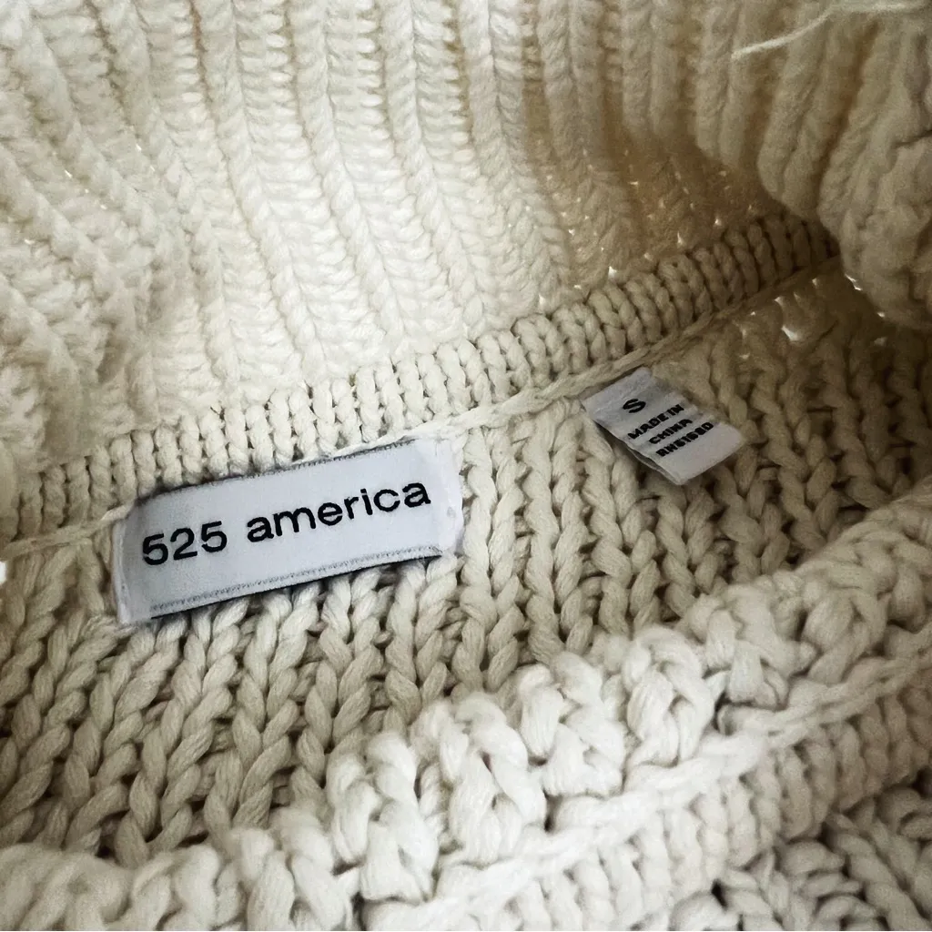 525 America Cable-Knit Mock Neck Pullover Sweater in Ivory | Size S - Image 9