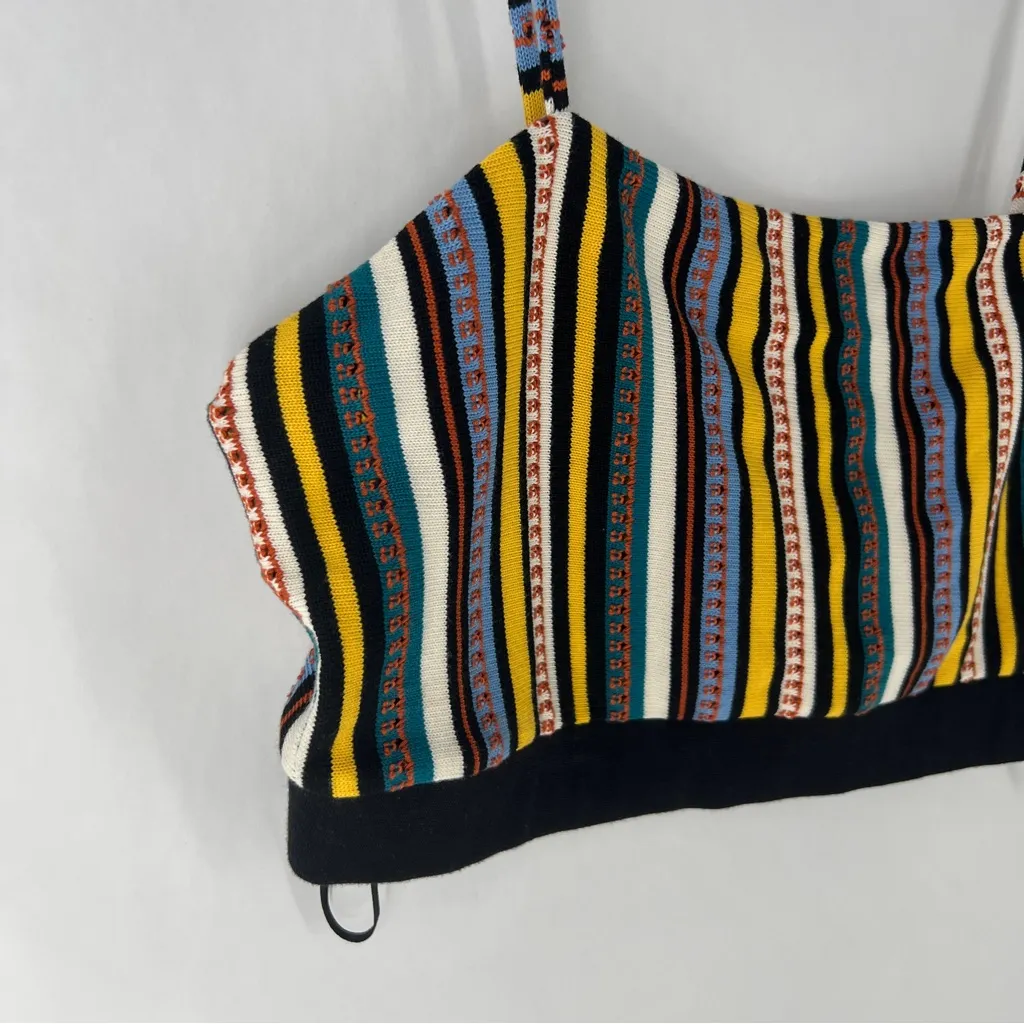 Zara Multicolor Striped Knit Cropped Tank‎ Top Size L - Image 3