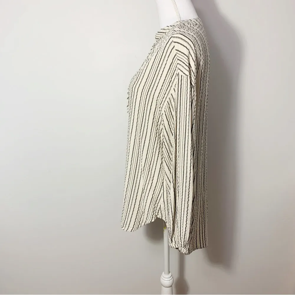 Free People Striped Balloon Sleeve Hi-Low Blouse Size S - Image 7